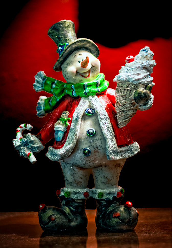Snowman with Ice Cream Cone Fridge Magnet (PMH11026)