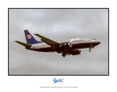 Shuttle by United Airlines Boeing 737-522 Color Photograph (X013RAJF11X14)