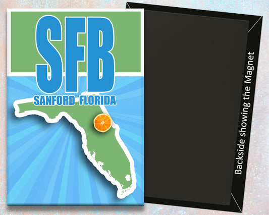 2.25"3.25" handmade fridge magnet SFB Sanford Airport IATA code 