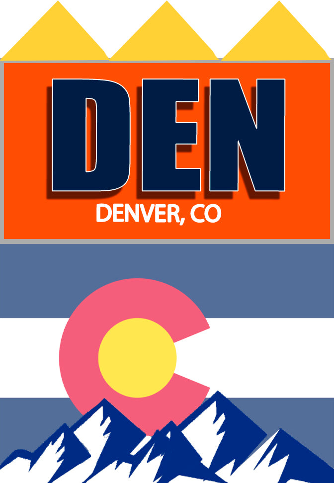 DEN Denver International Airport IATA City Code Handmade 2.25"3.25" Fridge Magnet