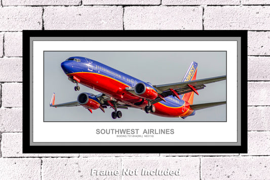 Southwest Airlines  Boeing 737-8H4(WL) Color Photograph (APPM10120)
