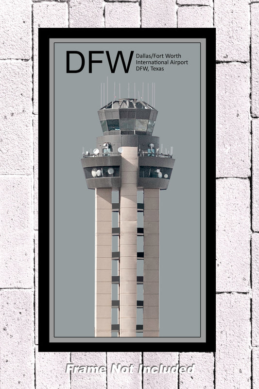 10"x20" color airport photograph of the DFW airport control tower