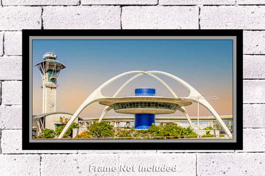 10"x20" color airline photography LAX airport control tower and iconic buildng