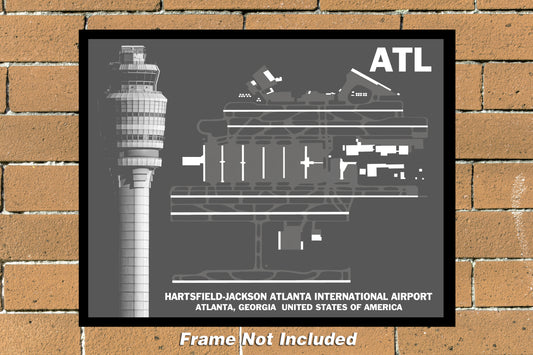ATL Airport Diagram with Control Tower Color Photograph (ATL11x14)