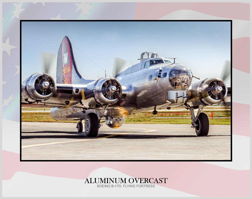 Aluminum overcast B17G color military photograph