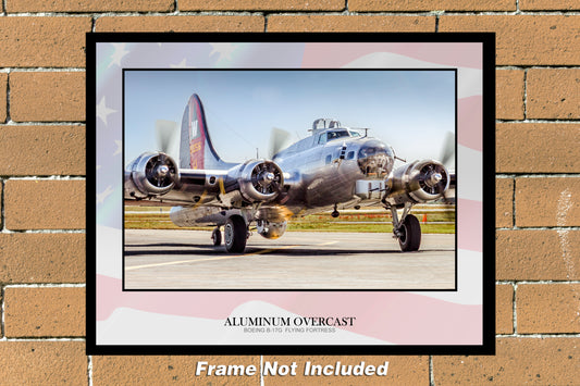 Aluminum overcast Boeing b17g Flying fortress color military aircraft photograph