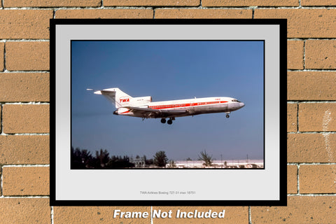 TWA Airlines Boeing 727-31 Color Photograph (I180RAFH11X14)