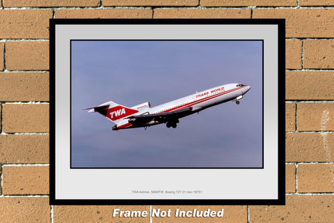 TWA Airlines Boeing 727-31 Color Photograph (I210RAFH11X14)