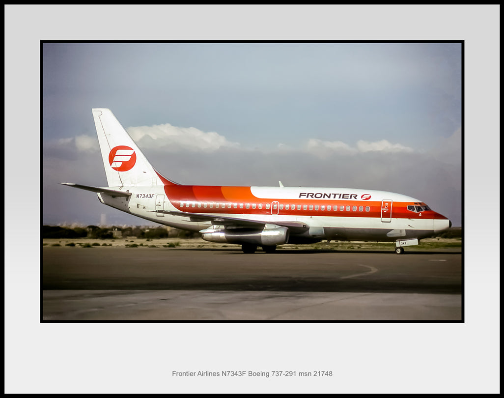 Frontier Airlines Boeing 737-291 Color Photograph (J110RGJS11X14)