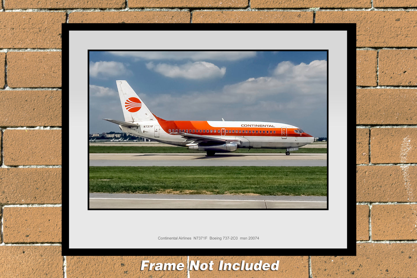 Continental Airlines Boeing 737-2C0 Color Photograph (J159RGFH11X14)