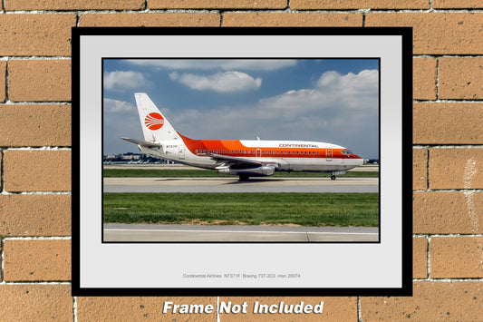 Continental Airlines Boeing 737-2C0 Color Photograph (J159RGFH11X14)