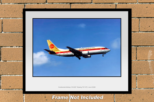 Continental Airlines Boeing 737-3T0 Color Photograph (K023RANC11X14)
