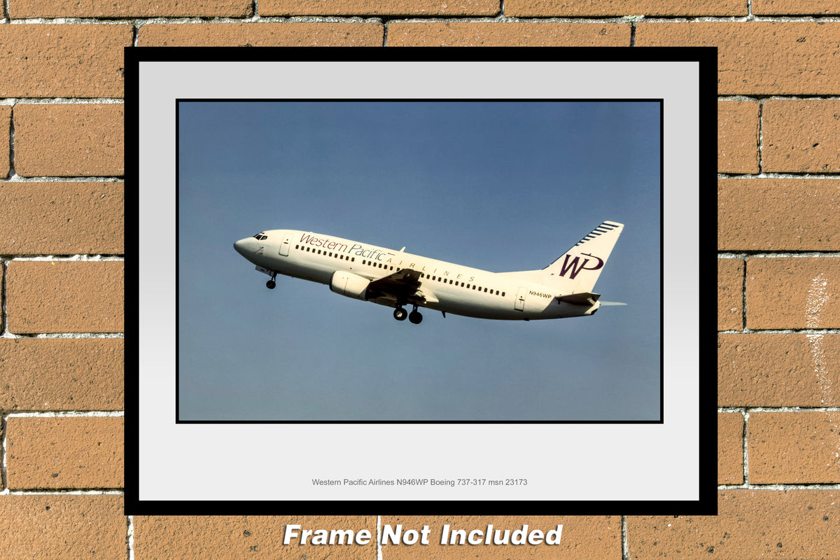 Western Pacific Airlines Boeing 737-317 Color Photograph (K038LAAA11X14)