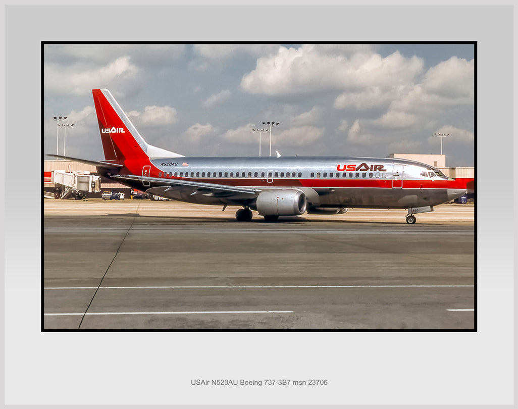 USAir Boeing 737-3B7 Color Photograph (K104RGFH11X14)