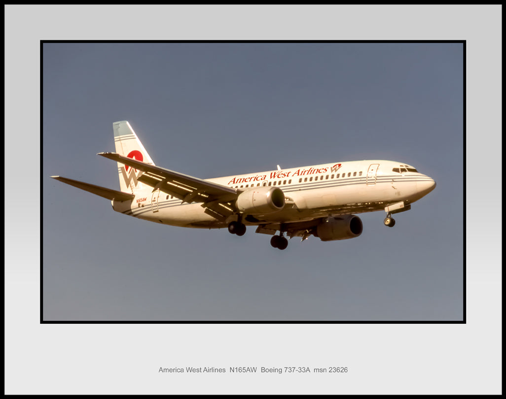 America West Airlines Boeing 737-33A Color Photograph (K155RAJF11X14)