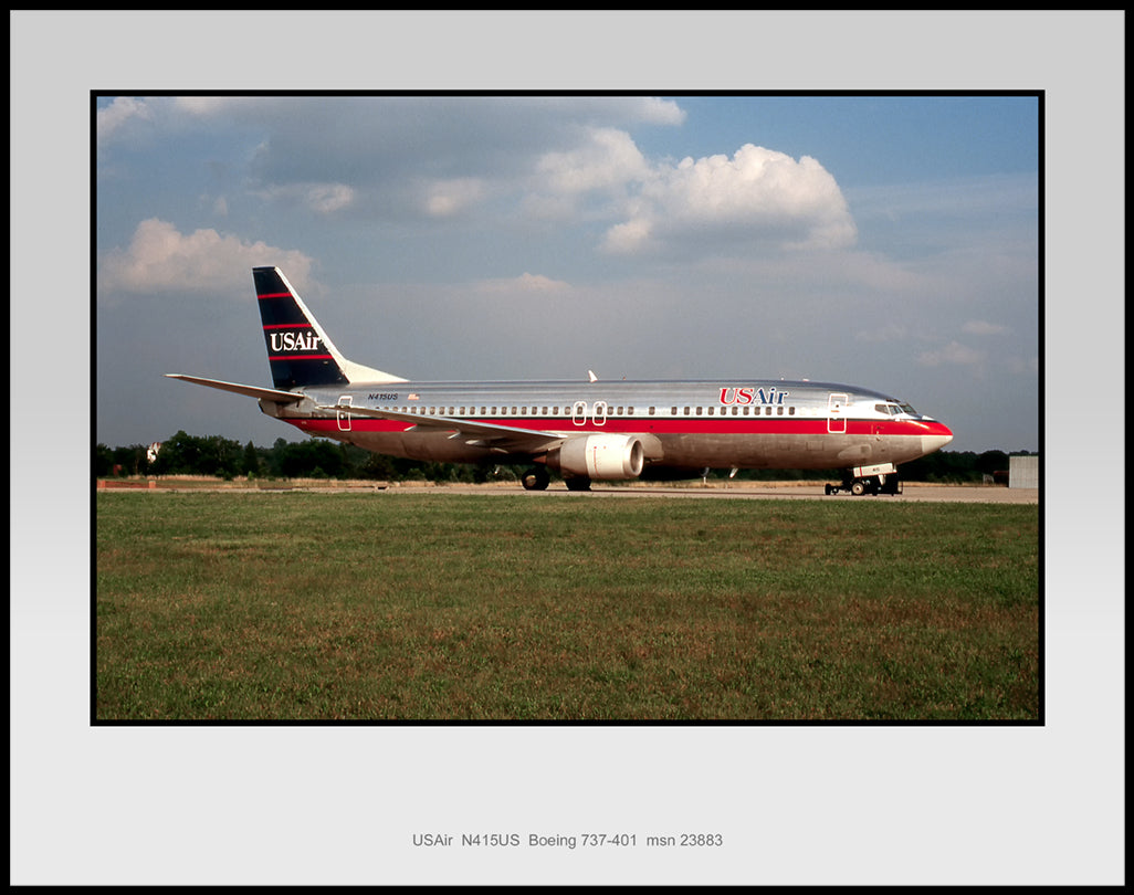 USAir 1990s Colors Boeing 737-401 Color Photograph (L009RGJM11X14)