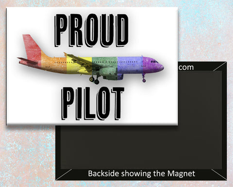 Proud Pilot Rainbow Airplane Fridge Magnet (LM14407)