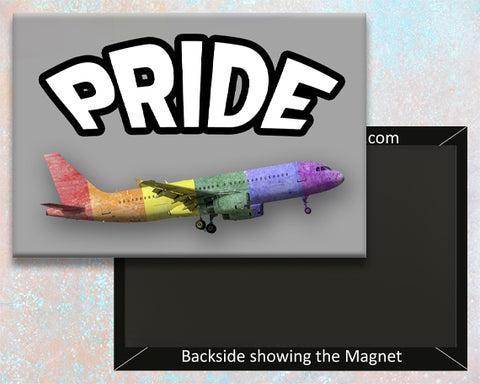 Pride with Rainbow Airplane Fridge Magnet (LM14408)