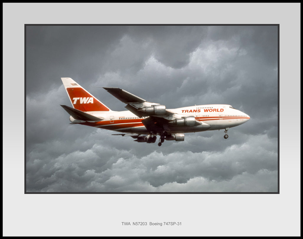 TWA Airlines 1980's Colors Boeing 747SP-31 Color Photo (M130RAJM11X14)