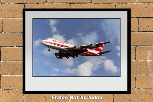 TWA Airlines 1980's Colors Boeing 747-131 Color Photo (M142LATL11X14)