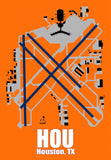 HOU Houston Hobby Airport Diagram Map Fridge Magnet (MM10028)