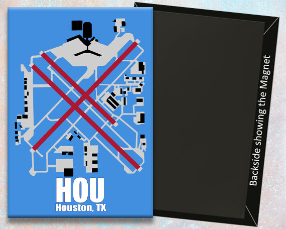 HOU Houston Hobby Airport Current Diagram Map Fridge Magnet (MM10050)