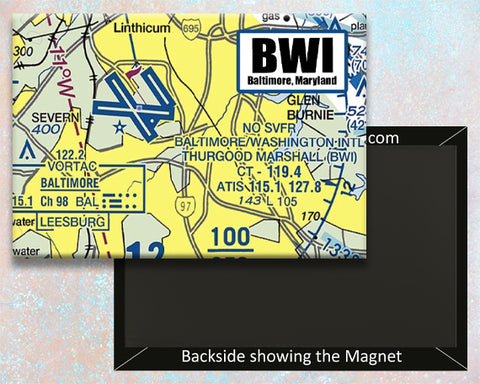 BWI Baltimore/Washington Airport Sectional Map Fridge Magnet (MM10515)