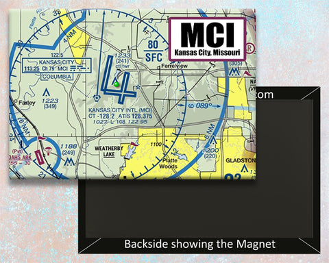 MCI Kansas City Airport Sectional Map Fridge Magnet (MM10520)