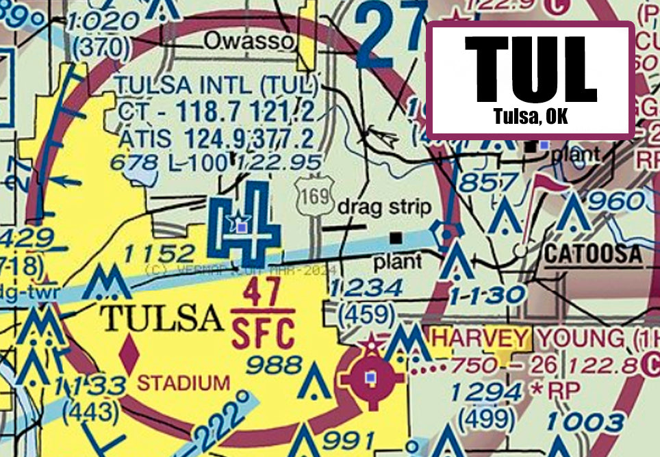 TUL - Tulsa International Airport Sectional Map Fridge Magnet (MM10526)