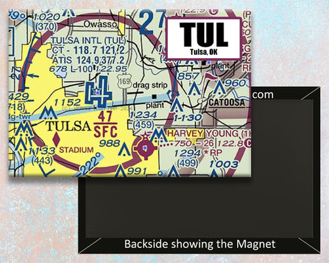 TUL - Tulsa International Airport Sectional Map Fridge Magnet (MM10526)