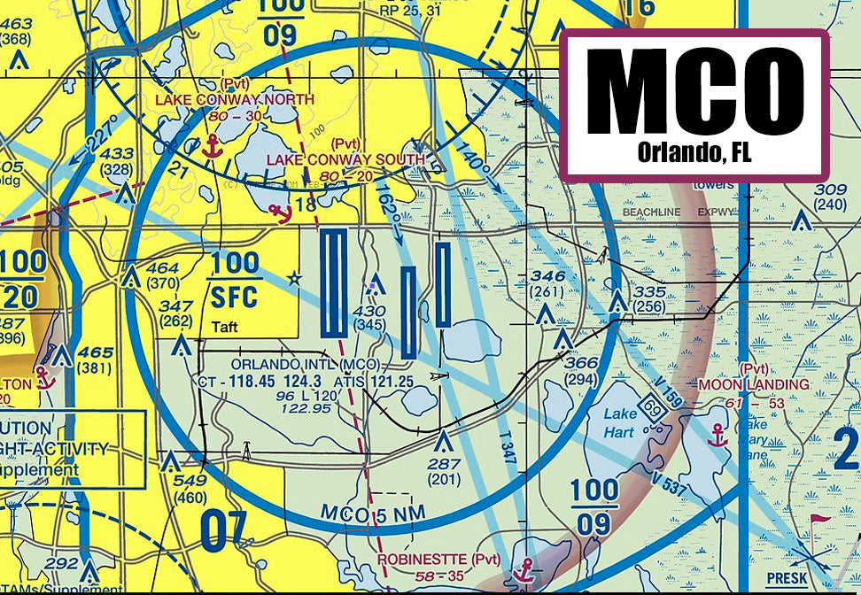 MCO Orlando International Airport Sectional Map Fridge Magnet (MM10529)