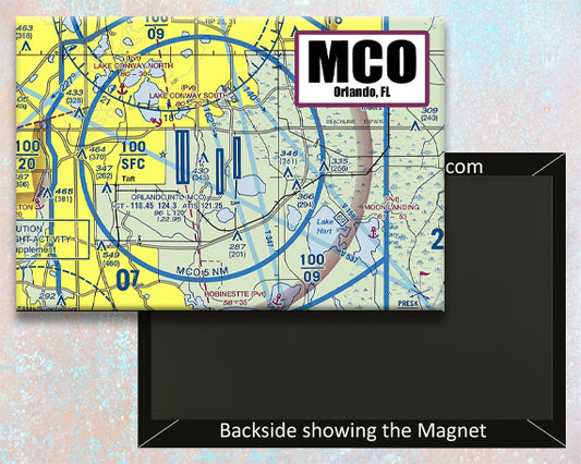 MCO Orlando International Airport Sectional Map Fridge Magnet (MM10529)