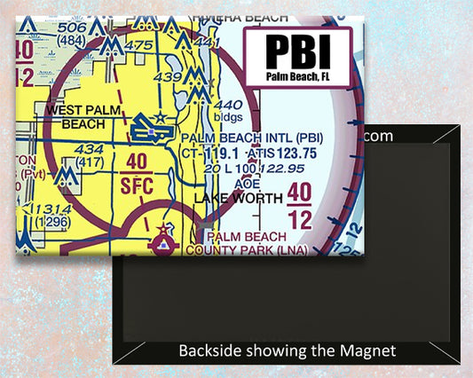 PBI Palm Beach International Airport Sectional Map Fridge Magnet (MM10532)