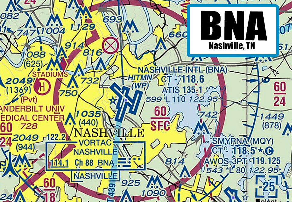 BNA Nashville International Airport Sectional Map Fridge Magnet (MM10534)