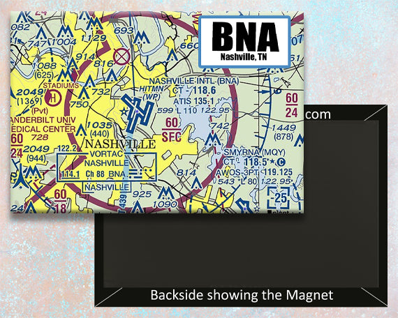 BNA Nashville International Airport Sectional Map Fridge Magnet (MM10534)