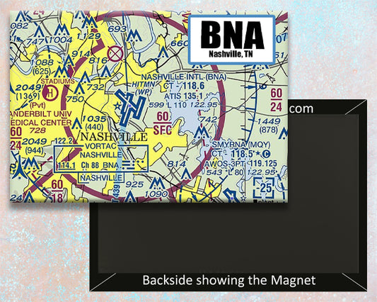 BNA Nashville International Airport Sectional Map Fridge Magnet (MM10534)