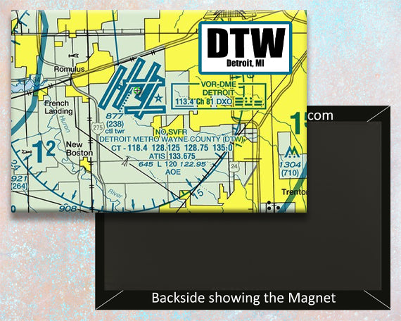 DTW  Airport Sectional Map Fridge Magnet (MM10541)