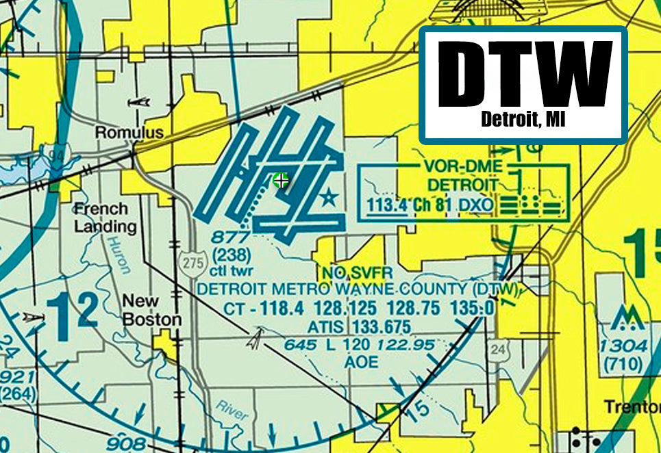 DTW  Airport Sectional Map Fridge Magnet (MM10541)