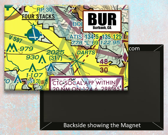 BUR Airport Sectional Map Fridge Magnet (MM10543)