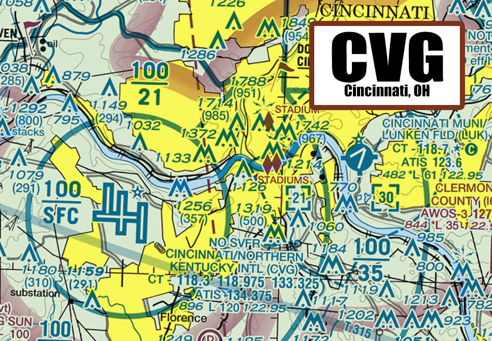 CVG Airport Sectional Map Fridge Magnet (MM10544)