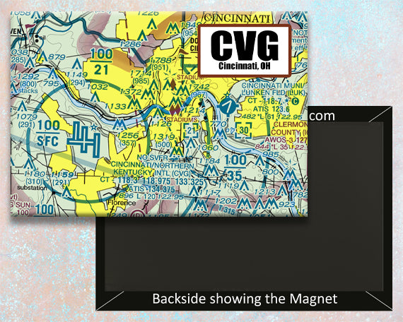 CVG Airport Sectional Map Fridge Magnet (MM10544)