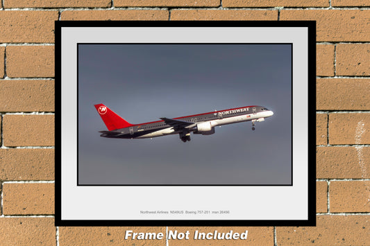 Northwest Airlines Boeing 757-251 11" x 14" Color Photograph (N149RADW11X14)