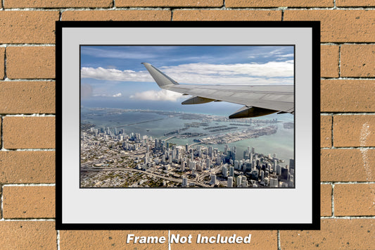 Left Wing ERJ-175 Over Miami Color Photograph (OTW100211X14)