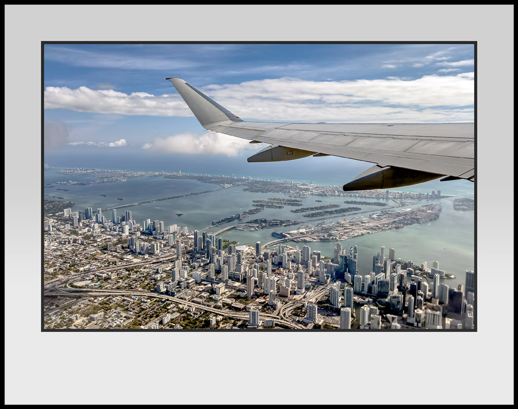 Left Wing ERJ-175 Over Miami Color Photograph (OTW100211X14)