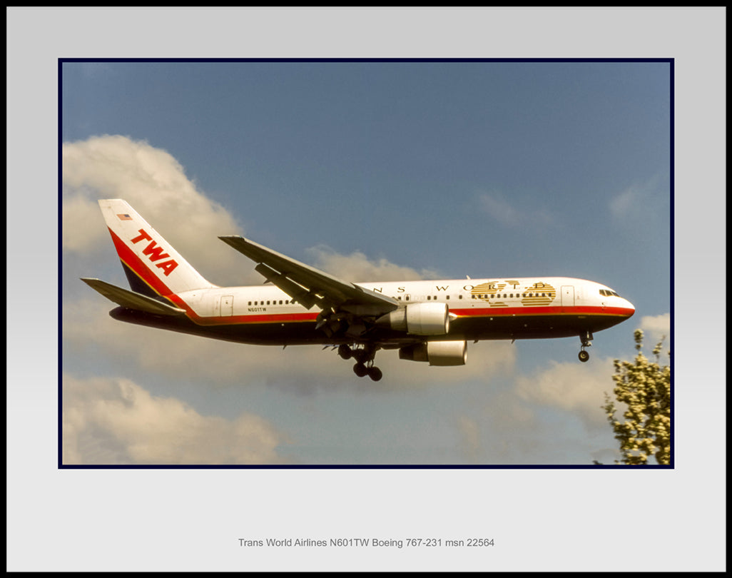 11"x14" color airline photograph of TWA airliens