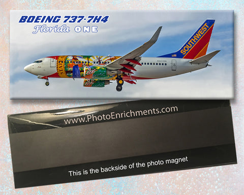 Southwest Airlines Boeing 737-7H4 Florida One Colors Fridge Magnet (PMT1544)