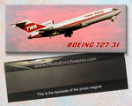 TWA Airlines 1979 Colors Boeing 727-31 Fridge Magnet (PMT1596)
