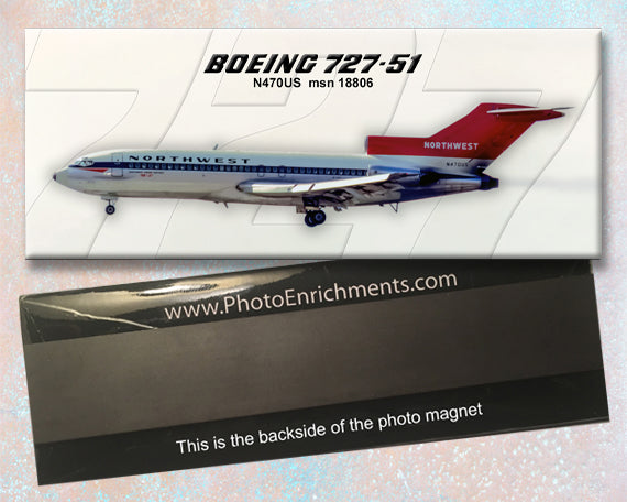 Northwest Airlines Boeing 727-51 Fridge Magnet (PMT1714)