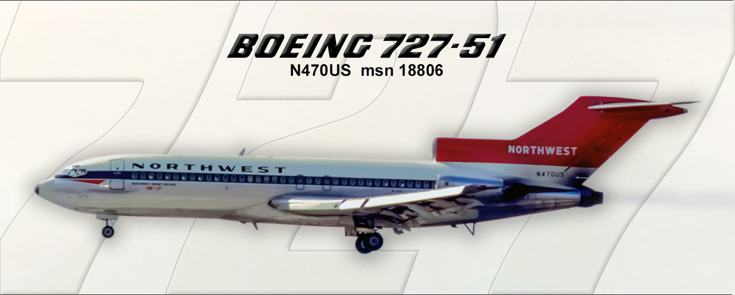 Northwest Airlines Boeing 727-51 Fridge Magnet (PMT1714)