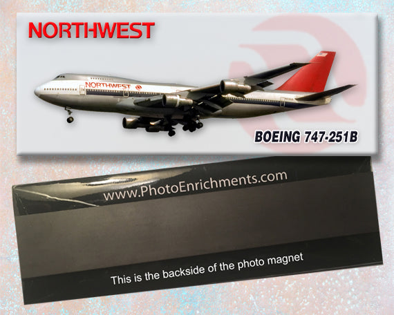 Northwest Airlines Boeing 747-251B Fridge Magnet (PMT1728)